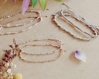 Tobillera ajustable para verano de micromacramé, Tobillera permeable y vegana, Tobillera de macramé estilo étnico boho, Joyería de festival de macramé
