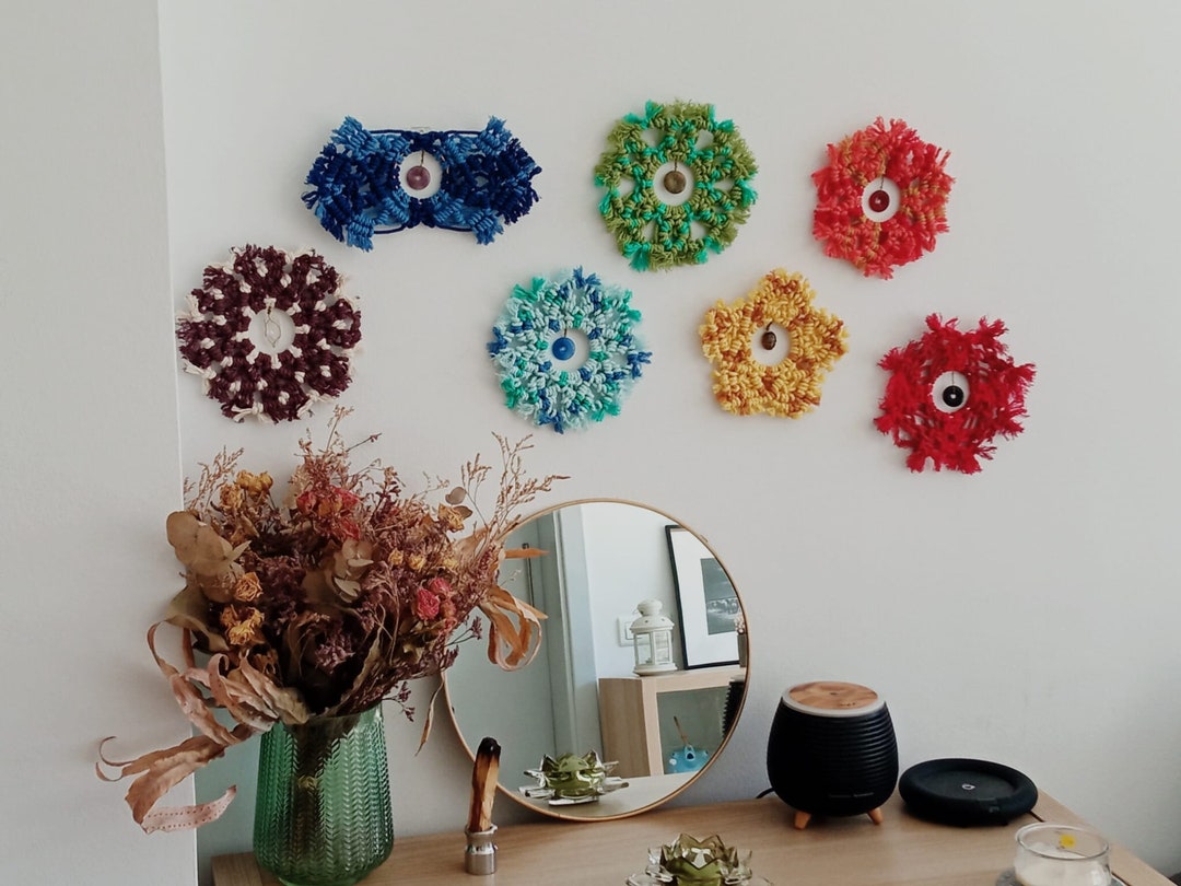 The Seven Chakras Macrame Spiritual Room Decor Art Chakra Etsy