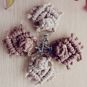 Macrame keychain in bright colors, Macrame keyring charm for keys, Macrame keychain for bags and purses, Macrame accessory for backpacks