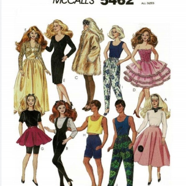 PDF Copy Vintage Patterns MC Call 5462 Clothes for  Fashion Dolls 11 1\2 inches