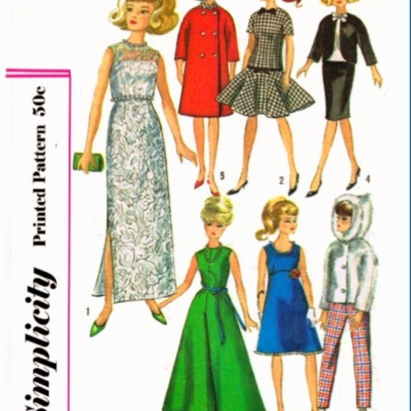 PDF Copy Vintage Patterns Simplicity 6208 Clothes for  Fashion Dolls 11 1\2 inches.