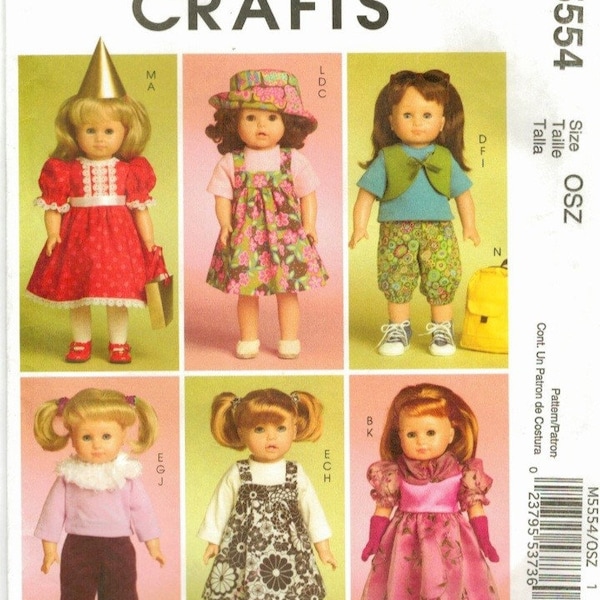 PDF Copy Vintage Patterns MC Calls 5554 Clothes for  American Girl Doll 18 inches