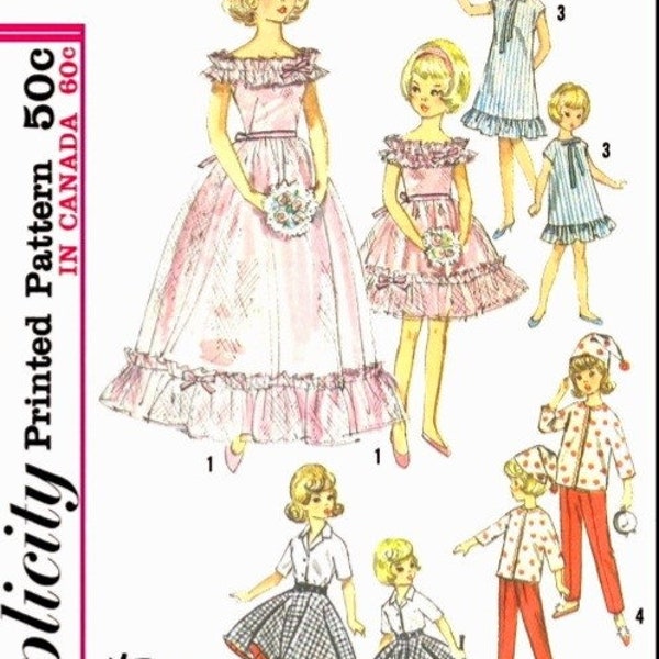 PDF Copy vintage Simplicity 5771 patrons de couture vêtements pour poupées de mode Tammy et Pepper
