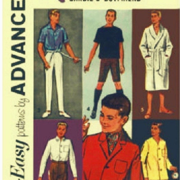Digital Vintage Patterns Simplicity Advance 2899 Clothes for Ken Doll 11 1\2 inches