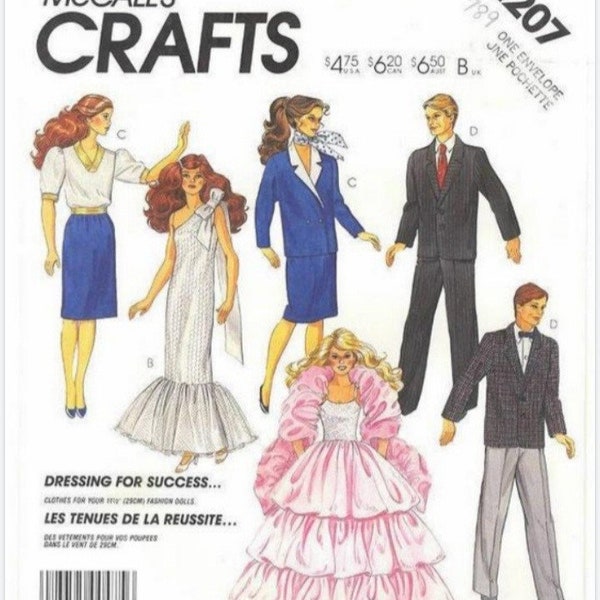 PDF Copy Vintage Patterns MC Calls 2207 Clothes for  Fashion Dolls 11 1\2 inches