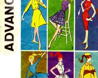 PDF-kopie Vintage patronen Advance jaren '60 kleding voor modepoppen 11 1\2 inch