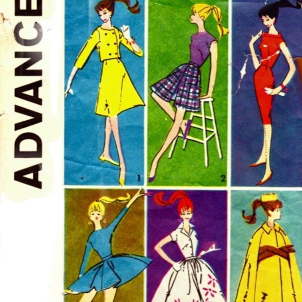 PDF Copy Vintage Patterns Advance 60s Clothes for  Fashion Dolls 11 1\2 inches