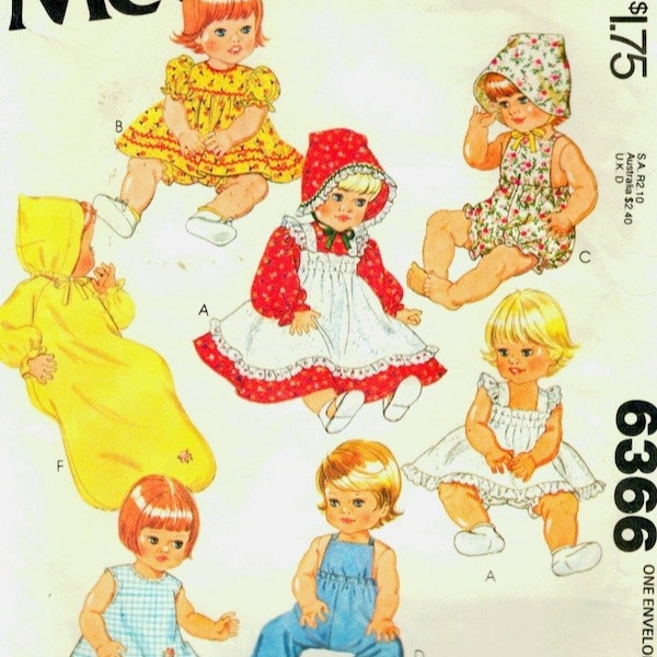 PDF Copy Vintage Patterns Simplicity 6366 Clothes for  Baby Dolls sizes 15 1\2 and 17 inches