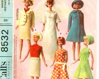 PDF Copy Vintage Patterns MC Calls 8532 Clothes for  Fashion Dolls 111\2 inches