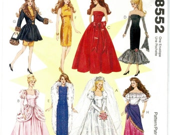 PDF Copy Vintage Patterns MC Calls 8552 Clothes for  Fashion Dolls 11 1\2 inches