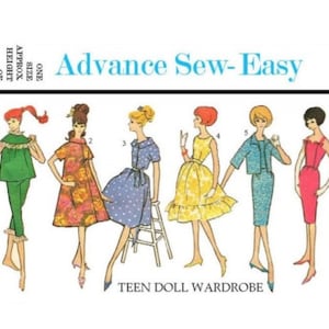 PDF Copy Vintage Patterns Advance 3377 Clothes for  Fashion Dolls 11 and 12 inches