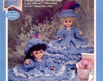 Digital Pattern Crochet a delicate Victorian outfit to use an 8 Pillow Doll or a Music Box Doll