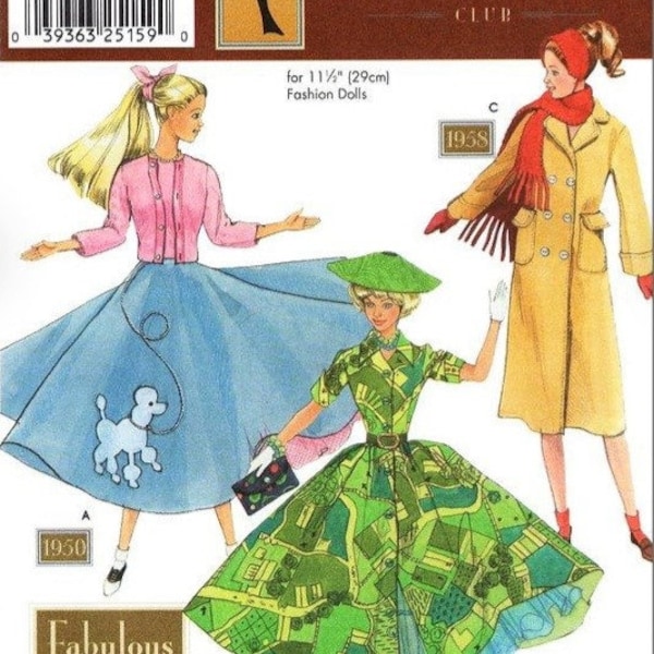 Digital Vintage Patterns Simplicity 9840 Clothes for  Fashion Dolls 11 1\2 inches