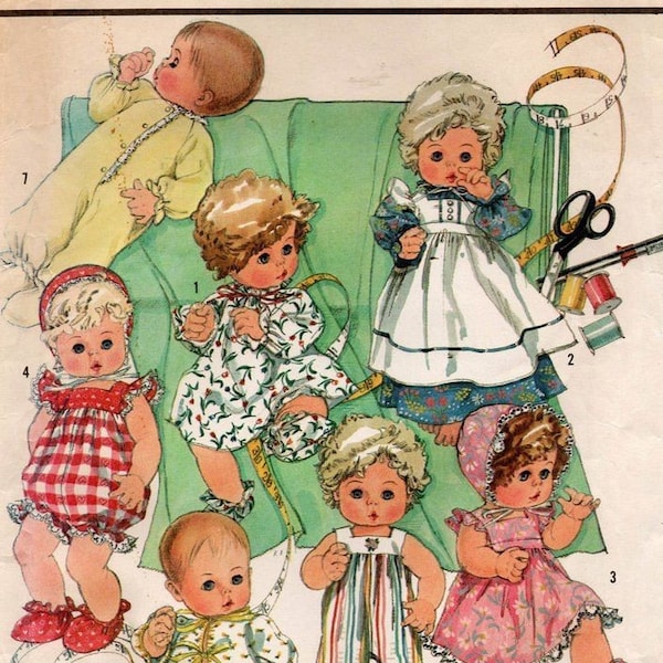 PDF Copy Vintage Patterns Simplicity 7684 Clothes for  Baby Dolls 15-16 inches.