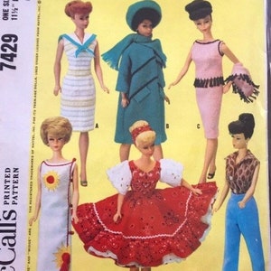 PDF Copy Vintage Patterns MC Calls 7429 Clothes for  Fashion Dolls 11 1\2 inches