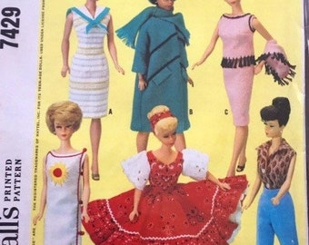 PDF Copy Vintage Patterns MC Calls 7429 Clothes for  Fashion Dolls 11 1\2 inches