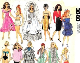 PDF Copy Vintage Patterns MC Calls 3880 Clothes for  Fashion Dolls 11 1\2 inches