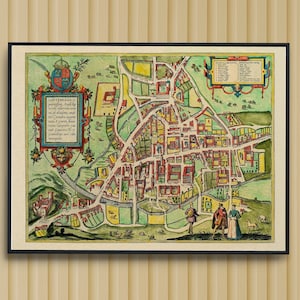 Decore sua casa com este mapa de Cambridge em 1575 Arte de parede perfeita para fãs de história e colecionadores, impressão digital, vintage, antigo