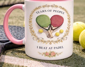 Floral Padel Mug, Tennis Player Gift, Humorous Sports Mug, Ceramic Coffee Cup