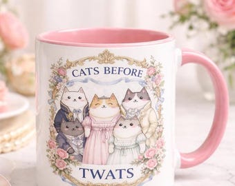 Cats Before Twats Mug – Bridgerton Inspired Feline Ceramic Coffee Cup