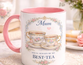 Mum Best-Tea Mug, Floral Bridgerton Vibe Ceramic Cup