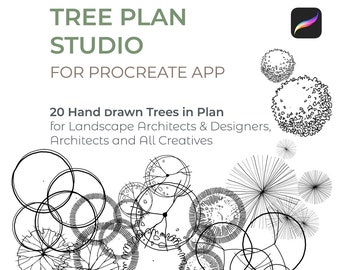 Procreate Brushes Tree Plan Studio für Architektonische Linienzeichnungen und Skizzenbaum Schablonen und Stempel