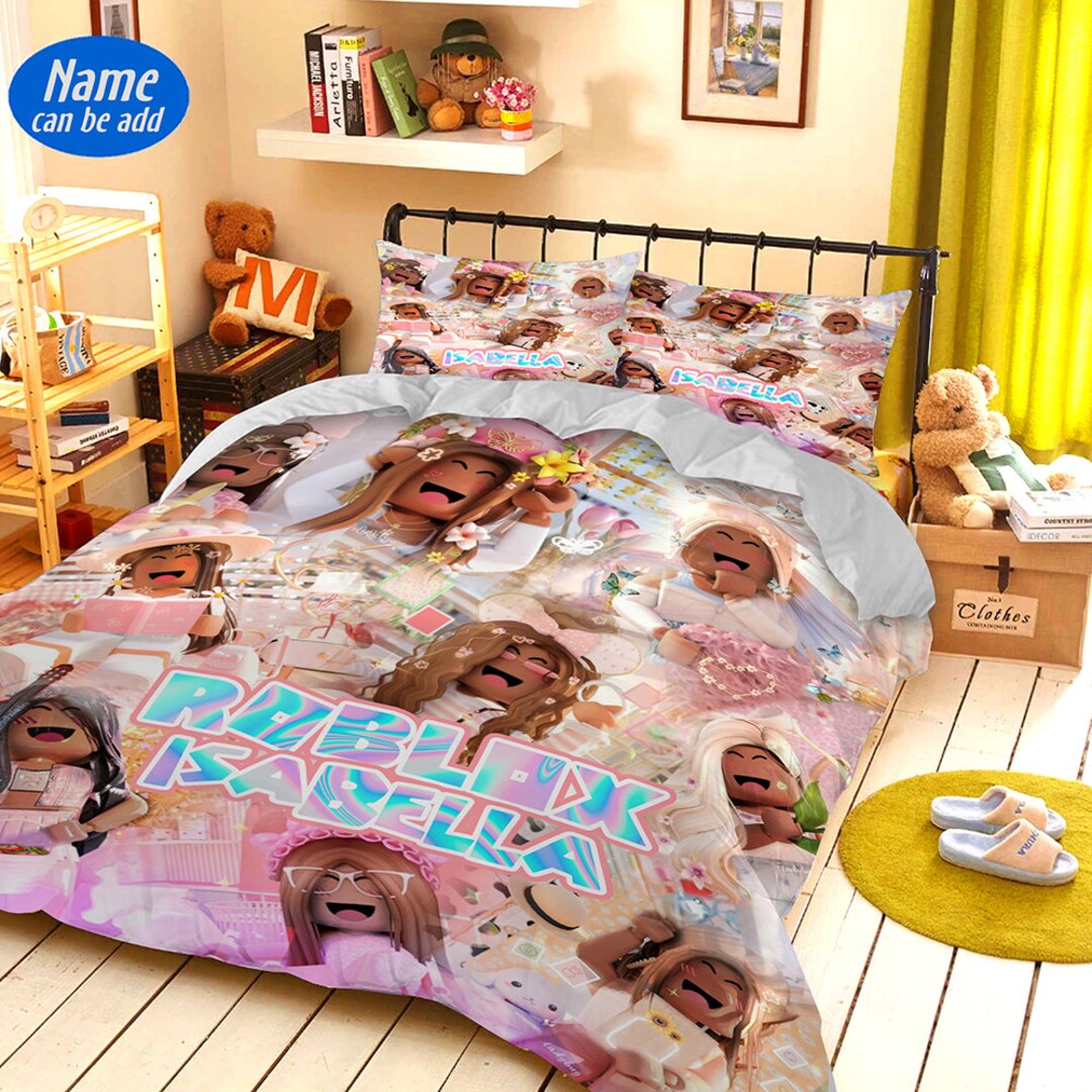 African American Roblox Girl Bedding Set Roblox Girl Birthday Etsy