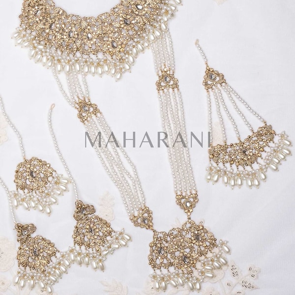 Naina Full Bridal Set with Necklace, Maala Chain, Earrings, Tikka and Jhoomar Set