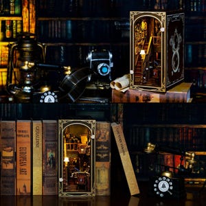 3D Wooden Puzzle DIY Book Nook Kit – Alley 3D Model Kit Miniature Bookshelf Insert with LED, Home Decor Gift for Adults - Back To Memory