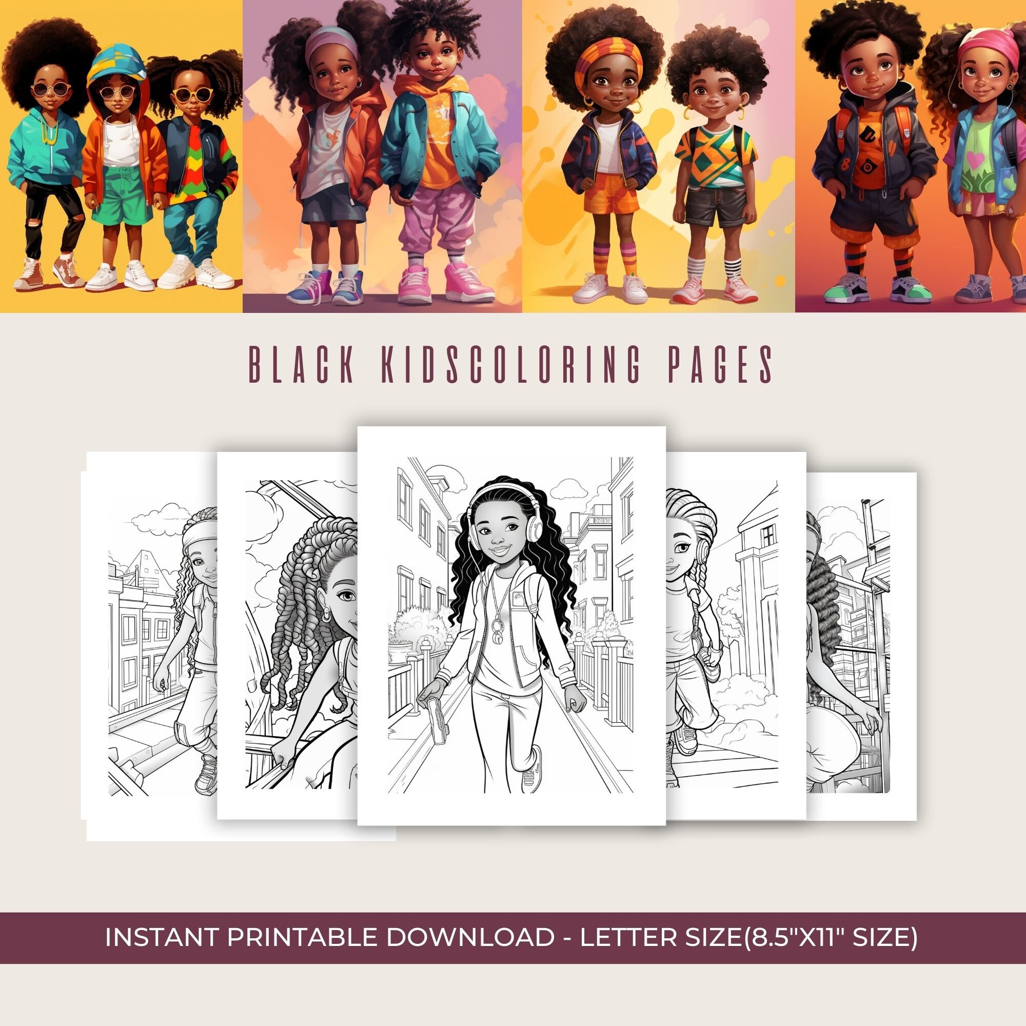 Black Girls Coloring Pagesinstant PDF Downloadafrican American Children
