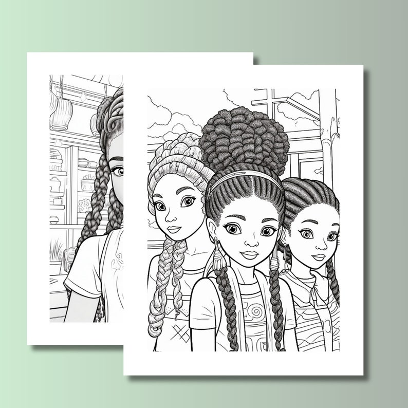 Black Girls Coloring Pagesinstant PDF Downloadafrican American Children ...
