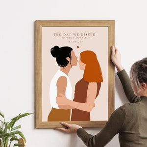 Affiche Date couple lesbien personnalisée