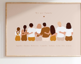 Custom XXL Family Poster, Personalized Family Illustration, Big Family Gift