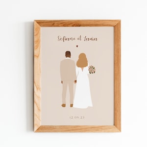 Póster de boda personalizado Retrato personalizable de novios Regalo de boda