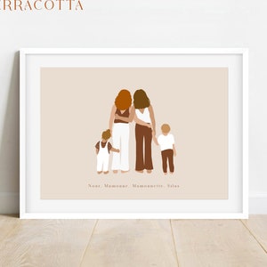 Two Moms Family Personalised Drawing Lesbian Mother's Day Gift