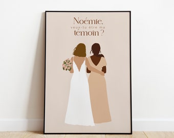 Demande Témoin Mariage Personnalisée Affiche Veux-tu être mon témoin Cadeau Témoin Original