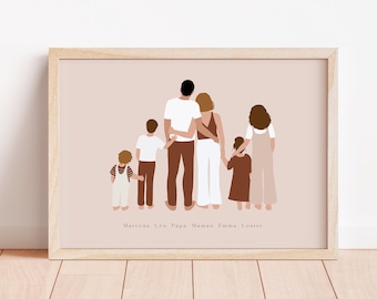 Custom Family Poster Portrait Personalized Family Illustration Drawing Mother's Day Gift