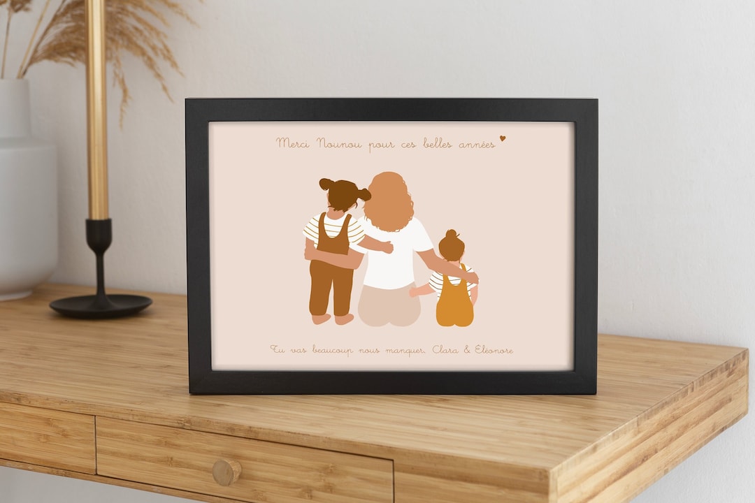 Cadeau Nounou Deux enfants Remerciement Assistante Maternelle Fin de