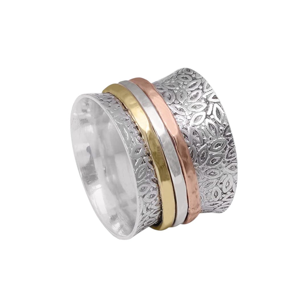 Sterling Silver Spinner Ring, Fidget Ring, Meditation Ring for Anxiety ...