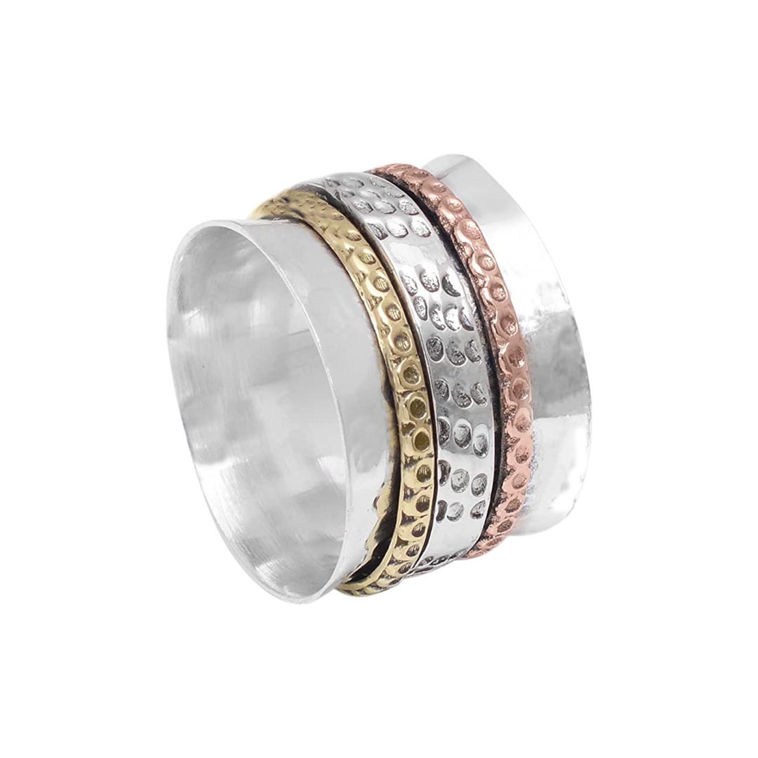 Sterling Silver Spinner Ring, Fidget Ring, Meditation Ring for Anxiety ...