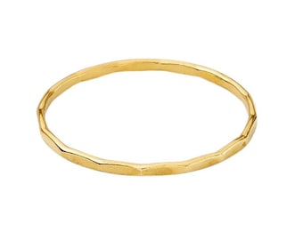 Hammered Gold Band Ring: Dainty Stackable 14k Gold Plated