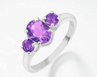 Amethyst Sterling Silver Ring: February Birthstone Jewelry