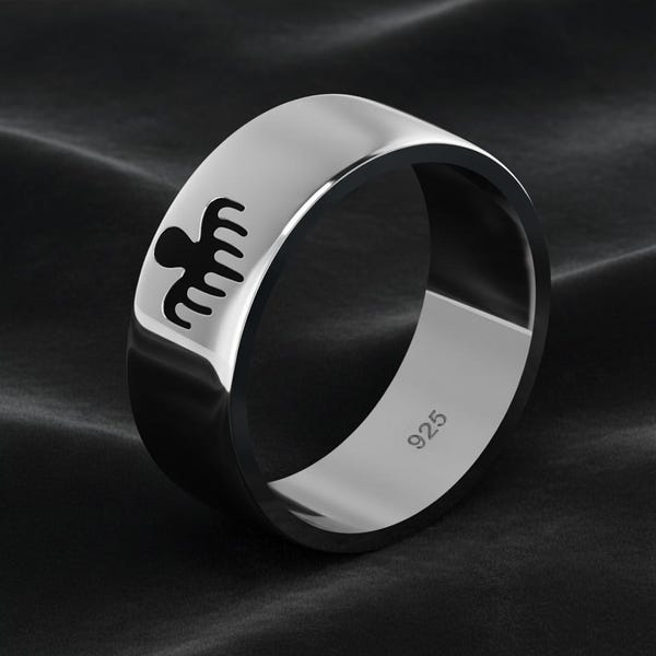 925 Sterling Silver Spectre Ring | James Bond 007 Inspired Band | Spy Movie Fan Jewelry | Mens Silver Ring | Unique Gift for Him