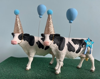 Cow Party Animal Cake Topper keepsake, Milking Cow Cake Topper, Farm Theme Cake Decoration