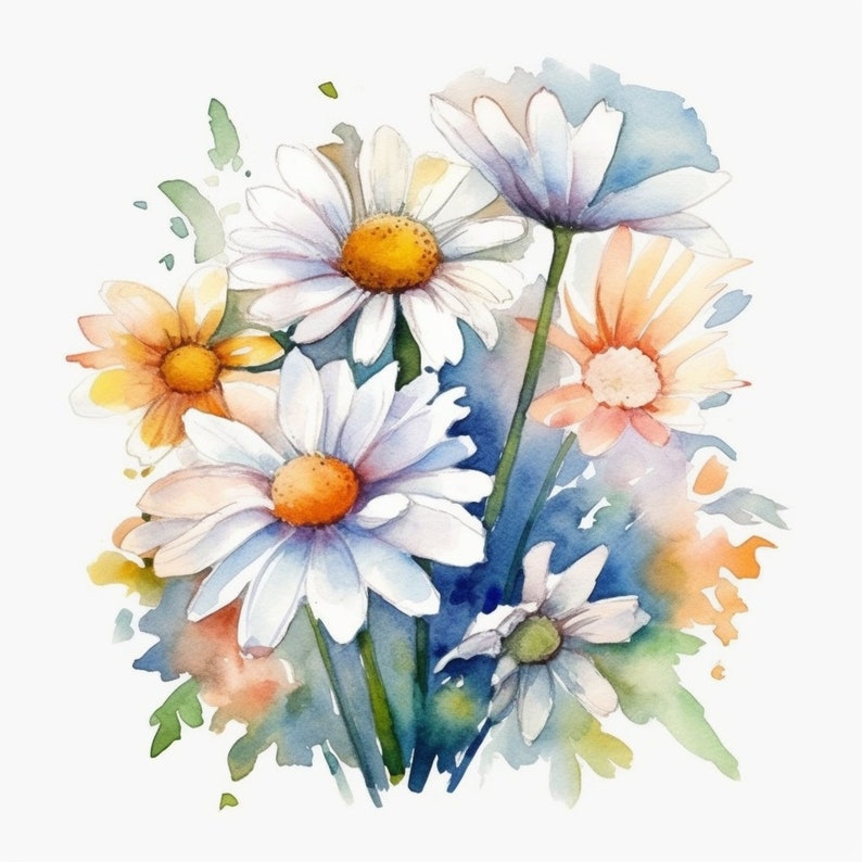 Daisies - Pattern - Watercolor Flowers - Beautiful Flowers - Flowers ...