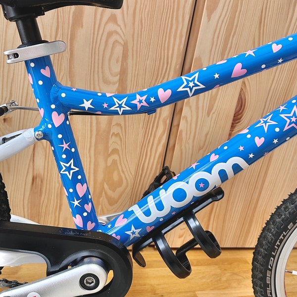 Aufkleber Fahrrad | Woom | Scoot & Ride | Sterne | Herzen | Herz | Stern | Roller | Sticker | Name | Personalisiert