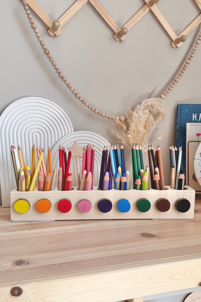 Montessori rainbow pencil holder image 1