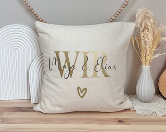 Cushion cover personalized | Gift Name Couple Family We Wedding Birthday Mother's Day Valentine's Day Wedding Anniversary Children Wedding Gift