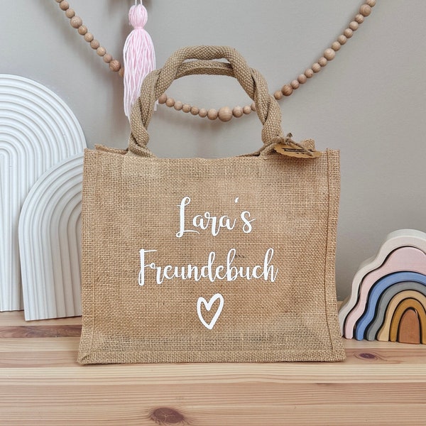 Jute bag for friends book with name | personalized | Desired text | Bag | Gift bag | Gift | child | birthday | Friends | School