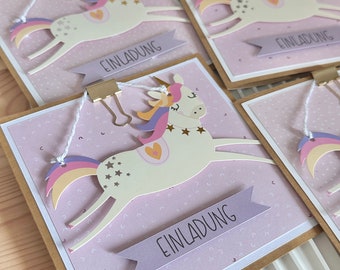 Invitation | Invitation card | Gift card | Card | Birthday card | Children | Paper | Birthday | Unicorn | Children's birthday | Child